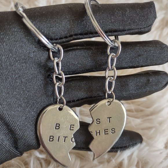 Best B*tches Forever Heart Keychain Set for Best Friends - Picture 2 of 3